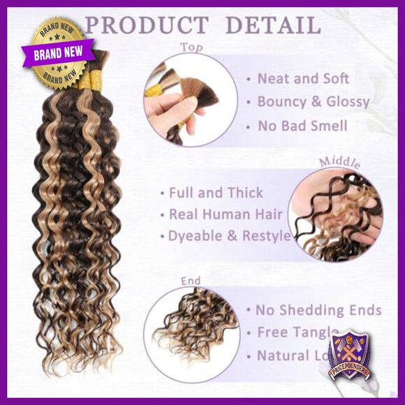 20 Inch Human Hair Extensions 4 Bundles Deep Wave Boho Braiding Hair main image 5